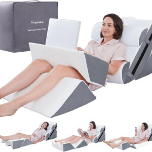 6PCS Orthopedic Bed Wedge Pillow Set for After Surgery – Adjustable Memory Foam Body Positioners for Leg, Knee, Back Pain Relief, Elevated Pillows for Adult Sleeping Acid Reflux