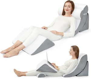 4pcs Wedge Pillow Set,Wedge Pillows for Back Pain Relief and Leg Pain,Wedge Pillow for Acid Reflux Relief and Anti-snoring.