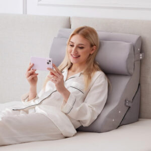 3PCS Wedge Pillow Set for After Surgery, 10-in-1 Adjustable Wedge Pillow for Acid Reflux Relief, Bed Wedge Pillows for Sleeping, Snoring & Back Pain Relief, Sit up Pillow for Bed, Plush Grey