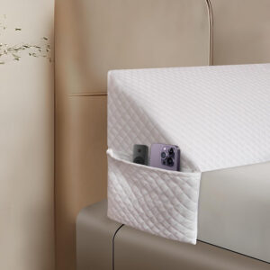 Wedge Pillow Headboard, Pillow Wedge for Headboard Gap with 2 Side Large Pocket, Bed Gap Filler (0-8"), Headboard Wedge Pillow Queen Size(White, 60"x10"x6")