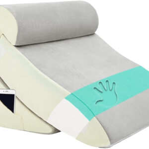 Orthopedic Bed Wedge Pillow Set - Adjustable Memory Foam for Post-Surgery Neck and Back Pain Relief Heartburn Acid Reflux Reading Sleeping Support (Light Gray)