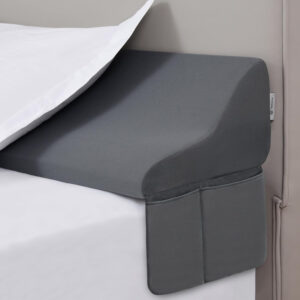 Vekkia King Bed Wedge Pillow for Headboard Gap – 0–6" Bed Gap Filler with Firm Foam Support & Extra-Large Pockets – Prevents Lost Pillows, Phones & Clutter (Gray)