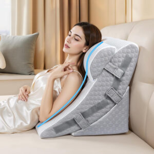 3PCS Bed Wedge Pillow Set for Sleeping, 12&18&23 Inch Adjustable Height Memory Foam Pillow Wedge for After Surgery, Acid Reflux Relief, Neck&Back&Leg Support