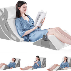 Yojoker 4PCS Orthopedic Bed Wedge Pillow Set for Sleeping, Post Surgery Foam Pillow for Body, Back and Leg Pain Relief, Triangle Adjustable Support Pillow - Acid Reflux, Anti Snoring & GERD Sleeping
