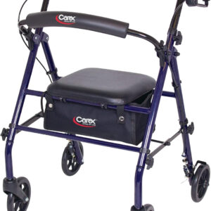 Carex Steel Rollator Walker with Seat and Wheels, Rolling Walker for Seniors, Supports 350lbs, For 5'0" to 5'8", Adult Rollator for Seniors, Padded Seat and Backrest for Elderly Assistance, Dark Blue