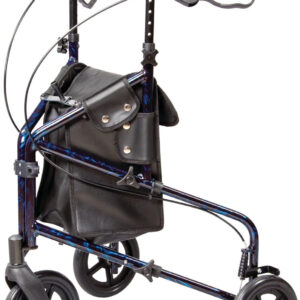 Carex 3 Wheel Walker for Seniors, Foldable, Rollator Walker with Three Wheels, Three Wheel Rolling Walker Height Adjustable for Seniors, Blue, Trio, Folding