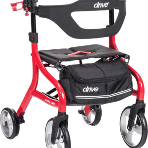 Drive Medical Nitro Sprint Foldable Rollator Walker with Seat, Standard Height Lightweight Large Wheels, Folding Rolling Walker, Red 1 Count 19 pounds