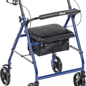 Drive Medical R728BL Foldable Rollator Walker with Seat, Blue
