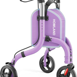 3 Wheel Walkers for Seniors, Lightweight Foldable Aluminum Three Wheel Walker, Height Adjustable Compact Rollator Walker with Removable Storage Bag