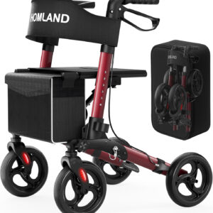 Rollator Walkers for Seniors with Seat, Foldable Walker, 8" Wheels Lightweight Aluminum Rolling Walker