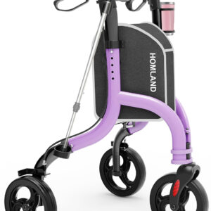 3 Wheel Walkers for Seniors, Foldable Wheeled Rollator with Cane Hold and Cup Hold, Lightweight Three Wheel Rolling Walker Height Adjustable for Seniors
