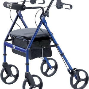 Hugo Mobility Portable Rollator Walker with Seat, Backrest and 8 Inch Wheels, Blue