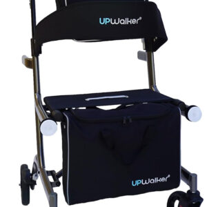 Journey UPWalker Premium Lite – The Original Upright Walker – Premium, Lightweight Adjustable Upright Rollator Walker with Narrow Build, Motion Sensor Lights, & Seat for Seniors