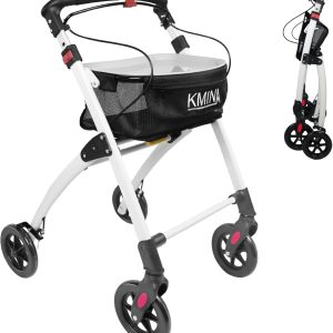 KMINA PRO - Narrow Walkers for Small Spaces, Rollator Seniors, Folding Walker with Wheels, Black