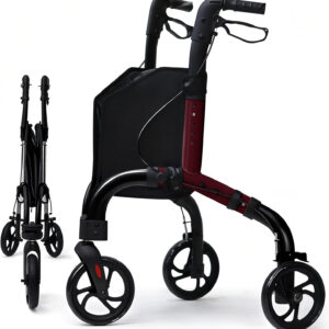 Premium 3 Wheel Rollator Walker for Seniors, Lightweight Foldable Elderly Three Wheeled Rollator with Storage Bag, Aluminum Mobility Aid Rolling Walker