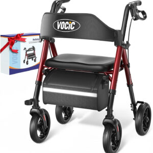 Walkers for Seniors, Z21 Rollator Walker with Seat Supports 350lb, 8" Big Wheels for All Terrain, Ergonomic Arc Seat & 6" Ultra Backrest Foldable Walker, Dual Height Adjustment, Lightweight 2025