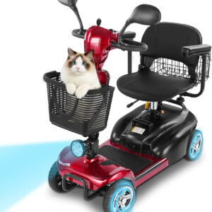 4 Wheel Mobility Scooter for Seniors/Adults 30 Miles,up to 300lbs,350W Foldable Wheelchair Device 25Ah Removable Battery,Double Basket, Adjustable Seat, USB Charging