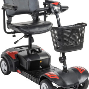 Drive Medical Spitfire Scout 4-Wheel Power Luxury Travel Scooter with Extended 15 Mile Range Battery, Red/Blue
