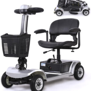 4 Wheel Mobility Scooter, Long Range, 420 lb Capacity, Electric Power Mobile Wheelchair for Seniors Adult with Lights Collapsible and Compact Duty Travel Scooter with Basket (Silver 22 Miles)