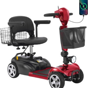 15-45 Miles Ecomobi MS02 4 Wheels Mobility Scooter for Adults/Seniors, 350W Powered Electric Wheelchair Device w/15Ah-25Ah Extended Battery, Dual Baskets/Rotating Seat, Compact Duty Mobile for Elderly