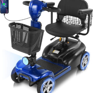 15/30 Miles 4 Wheels Mobility Scooter for Adults&Seniors Up to 300LBS, 350W Electric Powered Wheelchair Device w/Extended Battery, Dual Baskets, Rotating Seat, USB Charging