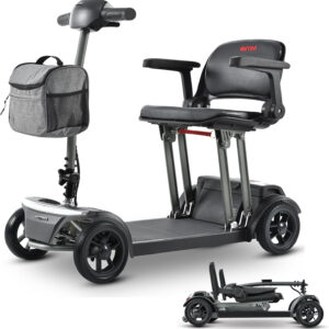 4 Wheel Mobility Scooter for Adults & Seniors, 42 Lbs Electric Folding Wheelchair Device for Travel, 15 Mile Range, LED Headlight, Rear Brake Light, Basket, 8" Solid Tires, 300 Lbs
