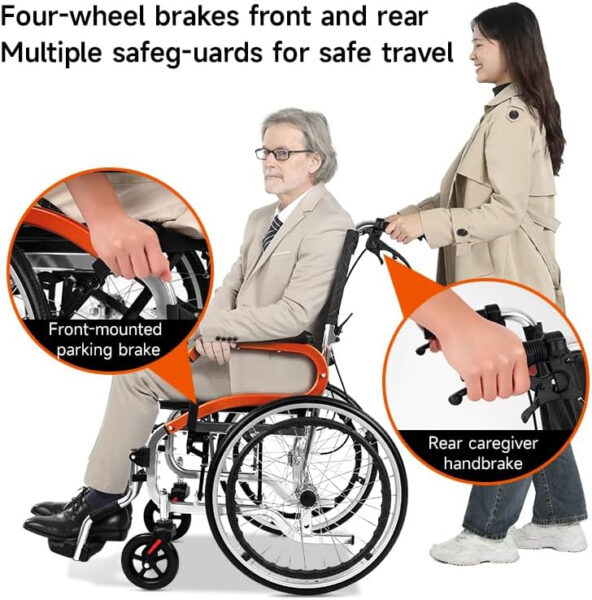 Ultra Light Wheelchair for Adult Elderly Portable Folding Transport Self-Propelled Wheelchair Aluminium Manual Wheel Chair 24LB
