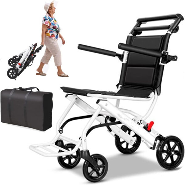 (only 15lb) Super Lightweight Transport Wheelchair. Easy to Travel, Locking Hand Brakes, User-Friendly, Folding, Portable. for Adults or Child (up to 220lbs) …