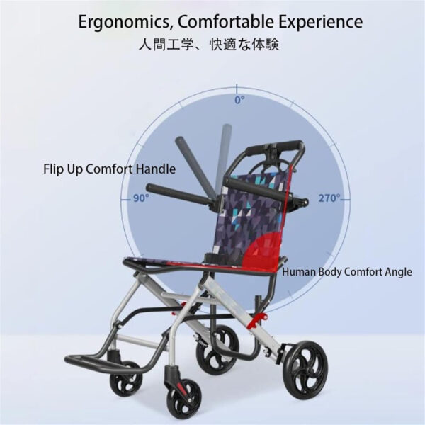 Ultralight Transport Wheelchair, Folding Portable Boarding Travelling Wheelchair with Hand Brake, Wheelchairs for Adults,Folding Wheelchairs (19.3X31.9X34.6 inches)