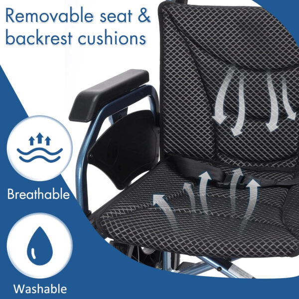 Foldable Lightweight Wheelchair with Handbrakes, Wheelchairs for Adults, Weights Only 28.5 lbs, Durable Square Tube and Flip Up & Height Adjust Armrest (15inch Rear Wheel)