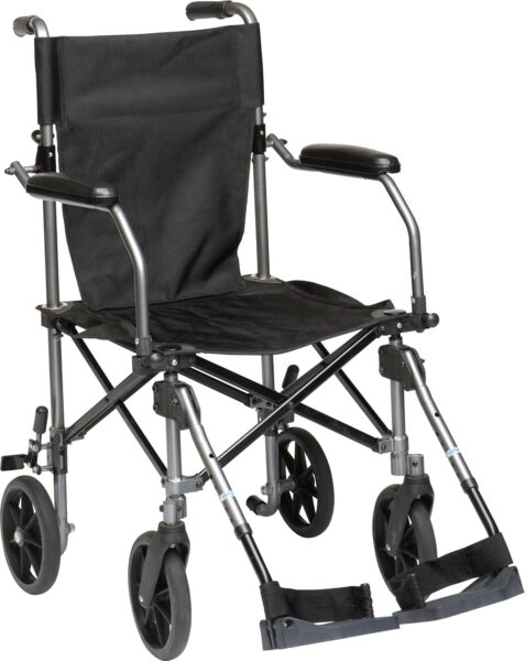 Drive Medical TC005GY Travelite Transport Wheelchair Chair in a Bag, Black