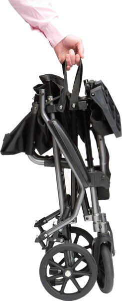Drive Medical TC005GY Travelite Transport Wheelchair Chair in a Bag, Black