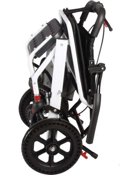 Portable Folding Wheelchair, Lightweight Foldable Transport Chair for Adults and Seniors (12 inch PU Rear Wheel)