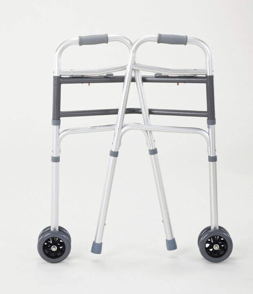 Cardinal Health CWAL0010B Heavy Duty Dual Release Aluminum Walker with 5IN Dual Front Wheels, Bariatric, 33-43IN, 500LB, 2 Walkers