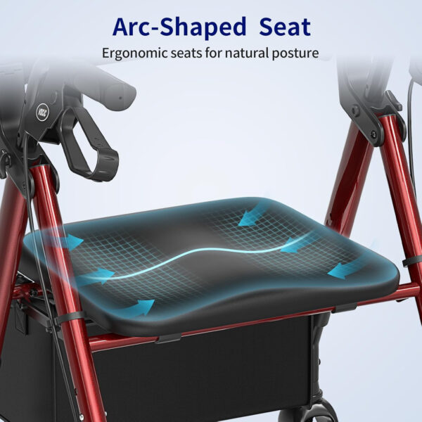 Walkers for Seniors, Z21 Rollator Walker with Seat Supports 350lb, 8″ Big Wheels for All Terrain, Ergonomic Arc Seat & 6″ Ultra Backrest Foldable Walker, Dual Height Adjustment, Lightweight 2025
