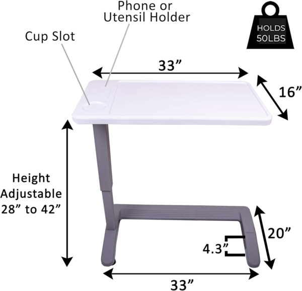 Carex Overbed Table and Hospital Bed Table – For Home Use and Hospital, Bedside Table With Wheels, Over Bed Desk