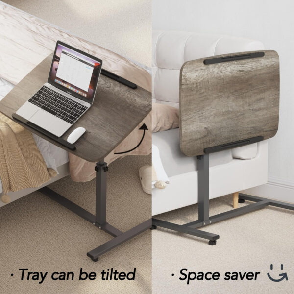 Adjustable Overbed Bedside Table with Wheels Hospital Bed Table Portable Computer Stands Movable Desk Computer Table for Bed Laptop Stand for Couch