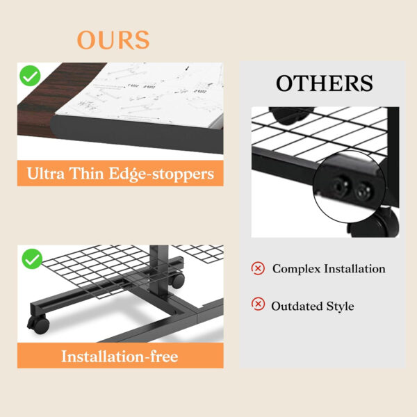 Over The Bed Table with Wheels Small Side Table Laptop Stand for Couch Swivel Desk Medical Overbed Table Rolling Cart-Brwon