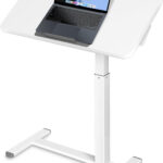 WALGLASS Overbed Table with Wheels, 90°Tiltable 31" x 16" Standing Desk Adjustable Height, Foldable Bedside Table Small Rolling Desk, Over Bed Table Bed Desk Pneumatic Mobile Standing Desk