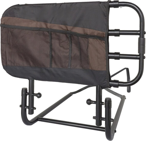 Stander EZ Adjust Bed Rail, Adjustable Senior Bedrail and Safety Assist Railing for Elderly Adults with Organizer Pouch, ASTM Safety Approved Guard-Rail, Black
