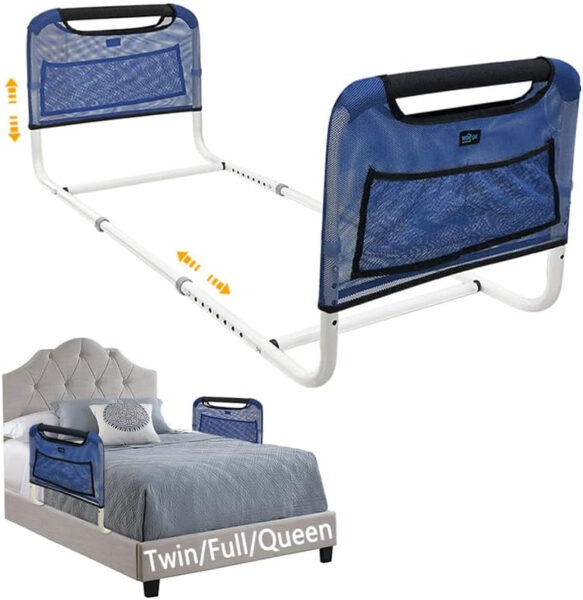 Mybow Double Bed Rail, U Bar for Medical Bedside Safety Assisting Rails, Railing Support for Elderly Adults Under Mattress Handrail, Hospital Dual Bed Rails for Seniors Twin Full Queen Adjustable Rail