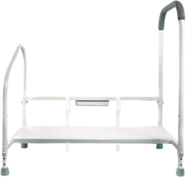 Step2Bed Bed Rails For Elderly with Adjustable Height Bed Step Stool & LED Light for Fall Prevention – Portable Medical Step Stool comes with Handicap Grab Bars making it easy to get in and out of bed