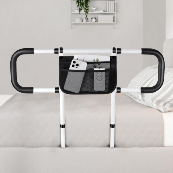 Bed Rails for Elderly Adults Safety – Extended Bed Assist Rail for Seniors – Adjustable Bed Side Rails Handle Support Bar Bed Guard Rail with Storage Bag & Fixing Strap, Fit King Queen Full Twin Bed