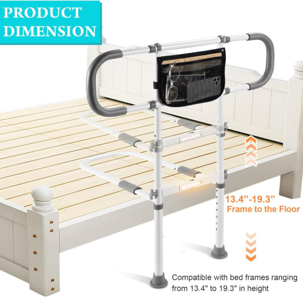 Dotday Bed Rails for Elderly Adults Safety, Adjustable Bed Assist Rail for Seniors, Bed Cane Bedside Handrail Safety Grab Bar for Bed, Bed Handle Bedside Assist Fits King Queen Full Twin Bed