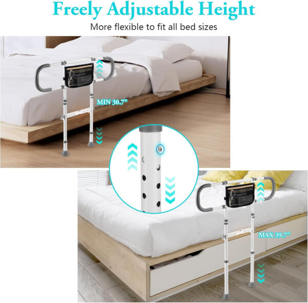 Dotday Bed Rails for Elderly Adults Safety, Adjustable Bed Assist Rail for Seniors, Bed Cane Bedside Handrail Safety Grab Bar for Bed, Bed Handle Bedside Assist Fits King Queen Full Twin Bed