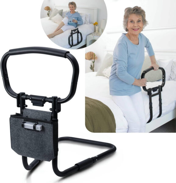 Sturdy Bed Rails for Elderly Adults Safety – Foldable & Adjustable Bed Rail – Supports up to 330lbs – Free Motion Light & Storage Bag – Fit King, Queen, Full, Twin – Bed Guard Rail for Seniors WELLORA