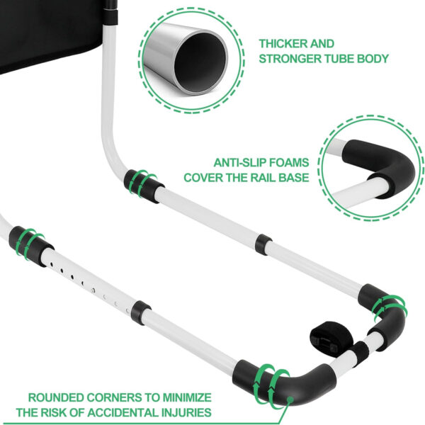 RELIANCER Bed Safety Rail for Elderly Adult,Adjustable Bedside Assist Grab Bar w/Storage Pocket,Bed Side Support Railing for Seniors,Fall Prevent Bedside Handle Bar,Bedside Assist Guard Rails Bed Cane