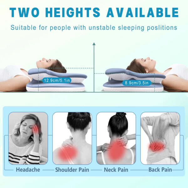 Cervical Pillow for Neck Back Pain Relief Memory Foam Contour Pillow Ergonomic Orthopedic Neck Pillow for Sleeping Cervical Support Pillow for Back Side Stomach Sleeper Cooling Pillowcase (Blue)