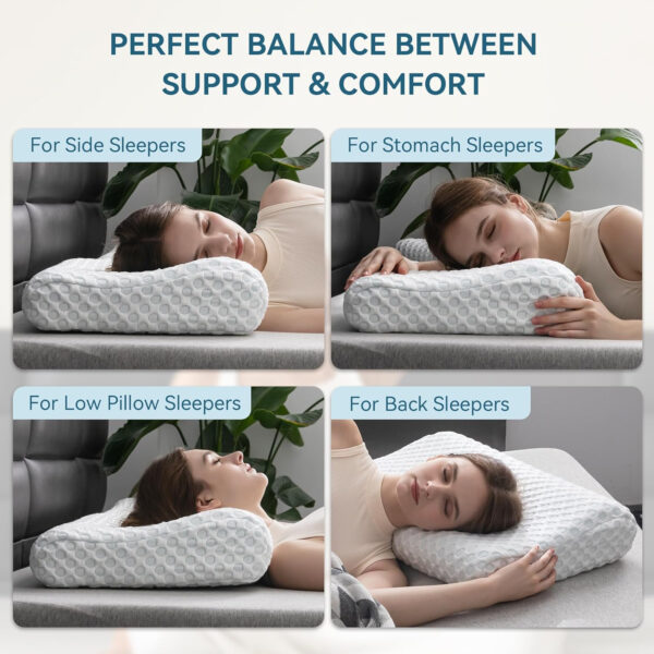 Neck Pillow Memory Foam Contour Pillow for Pain Relief Cervical Pillow for Sleeping, Orthopedic Pillow for Neck and Shoulder Pain, Ergonomic Pillow for Side Back Stomach Sleeper-Soft