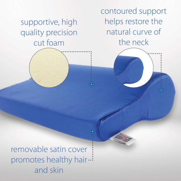 Core Products AB Contour Cervical Support Pillow, Satin – Blue